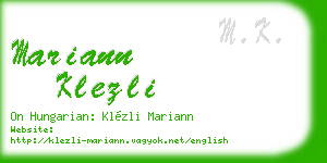 mariann klezli business card